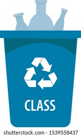 Waste sorting vector. Tank with glass waste. Waste recycling.