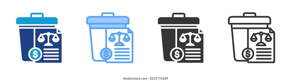 Waste Tax icon set multiple style collection