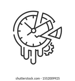 Waste time black line icon. Procrastination and laziness concept. Sign for web page, mobile app, button, logo. Vector isolated element. Editable stroke.