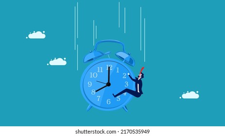 Waste of time. The clock fell from the sky. business concept vector