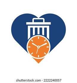 Waste time heart shape concept vector logo template. Garbage Time Logo Template Design.