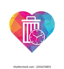 Waste time heart shape concept vector logo template. Garbage Time Logo Template Design.