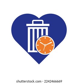 Waste time heart shape concept vector logo template. Garbage Time Logo Template Design.