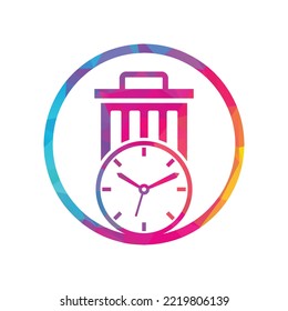 Plantilla de logotipo del vector de tiempo de desperdicio. Diseño de la plantilla del logotipo de tiempo de la basura.