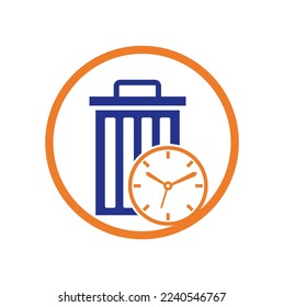 Waste time vector logo template. Garbage Time Logo Template Design.