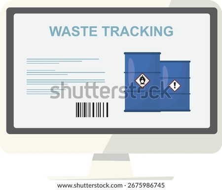 Waste tracking interface isolated on transparent background. Waste manifest system. Compliance with waste regulations. Flat style. Vector illustration