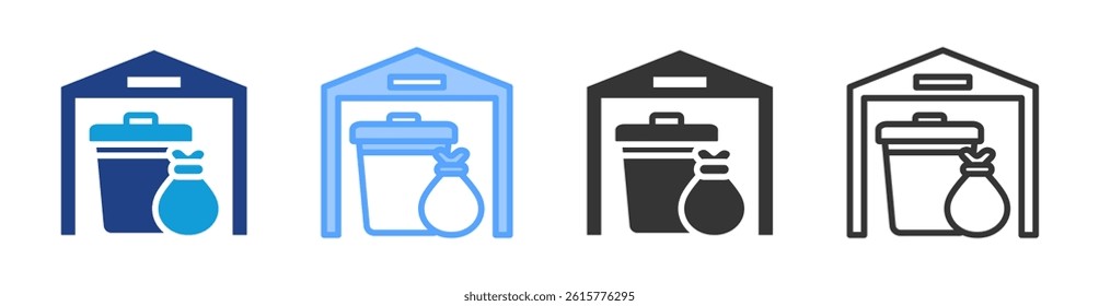 Waste Transfer Station icon set multiple style collection
