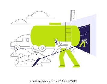 Waste transportation abstract concept vector illustration. Recycling plant workers dealing with garbage transportation using truck, ecology care, industrial waste management abstract metaphor.