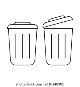 Waste trash can ban line icon sign. Recycle Bin Vector.