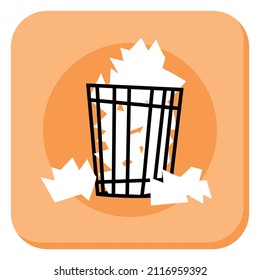 Desperdicios. La basura está llena de papel usado. Icono. Imagen vectorial para impresiones, afiches e ilustraciones.
