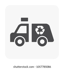 Waste truck icon on white.