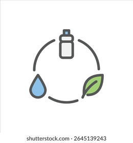 Ícone de contorno preenchido com tipo de resíduo. ilustração de linha de cor de lixo orgânica e inorgânica.