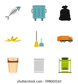 Waste utilization icons set. Flat illustration of 9 waste utilization vector icons for web