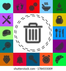 icono del vector de residuos - papelera de basura, cubo de basura de reciclaje. Pictograma plano - icono sencillo