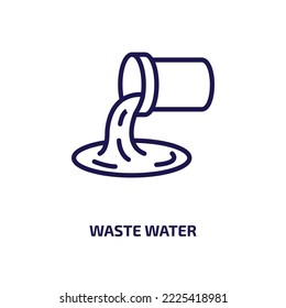 waste water icon from nature collection. Thin linear waste water, waste, water outline icon isolated on white background. Line vector waste water sign, symbol for web and mobile