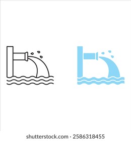 Waste water icon set. outlined and solid filled versions.
