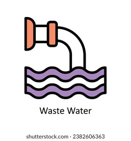 Waste Water vector Filled outline Design illustration. Symbol on White background EPS 10 File 