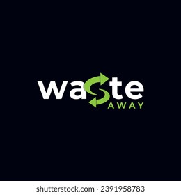 waste wordmark creative text logo for recycling and dustbin trash industry