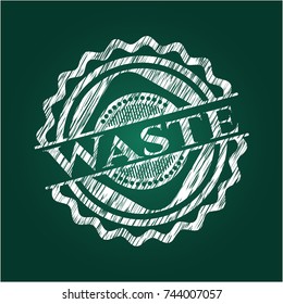 Waste written with chalkboard texture