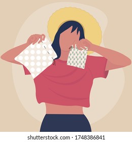 Waste zero. Girl with textile bags 