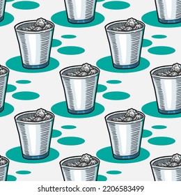 a wastebasket full of paper vector seamless pattern