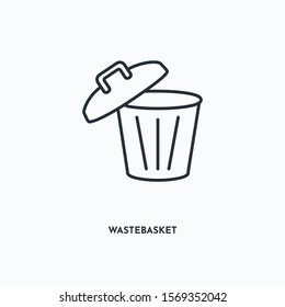 Wastebasket outline icon. Simple linear element illustration. Isolated line Wastebasket icon on white background. Thin stroke sign can be used for web, mobile and UI.