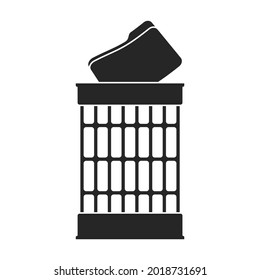 Wastebasket vector icon.Black vector icon isolated on white background wastebasket.