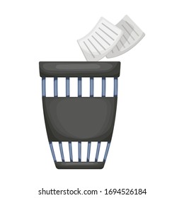 Wastebasket vector icon.Cartoon vector icon isolated on white background wastebasket.
