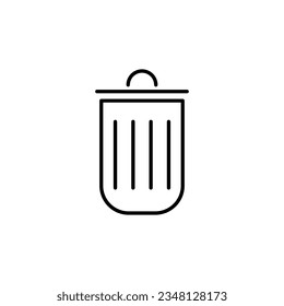 Wastebasket Vector Line Sign for Advertisement. Perfect for web sites, books, stores, shops. Editable stroke in minimalistic outline style