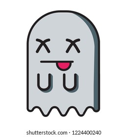 wasted ghost vector emoticon, modern concept, simple style, flat color 