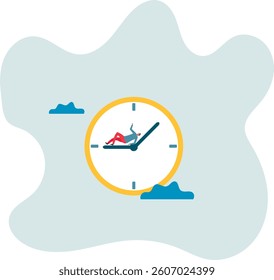 Wasted time, procrastination or slow life, lazy to work, low productivity or efficiency, self discipline problem,character for design.