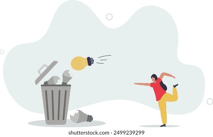 Wasted unworkable ideas, business failure or too many abandoned projects concept.flat design.illustration with people.
