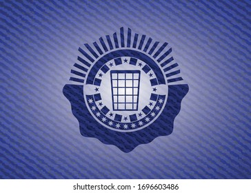 wastepaper basket icon with denim texture