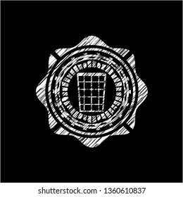 wastepaper basket icon drawn on blackboard