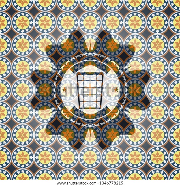 Wastepaper Basket Icon Inside Arabic Emblem Stock Vector Royalty