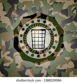 wastepaper basket icon inside camo texture