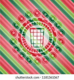 wastepaper basket icon inside christmas emblem.