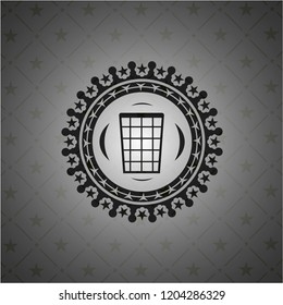 wastepaper basket icon inside dark emblem