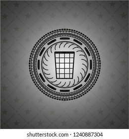 wastepaper basket icon inside dark emblem