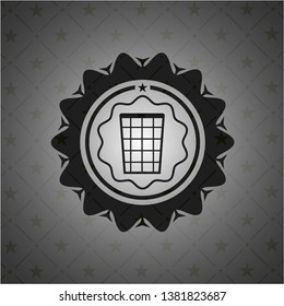 wastepaper basket icon inside dark badge or emblem