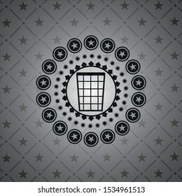 wastepaper basket icon inside dark emblem