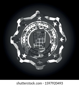 wastepaper basket icon inside grey camo texture