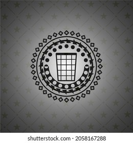wastepaper basket icon inside realistic black emblem. 