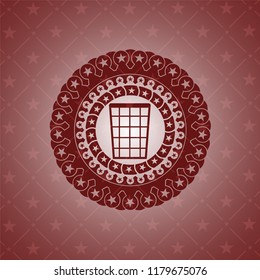 wastepaper basket icon inside retro style red emblem