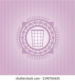 wastepaper basket icon inside retro style pink emblem