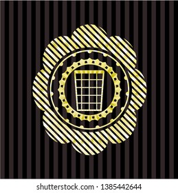 wastepaper basket icon inside shiny badge