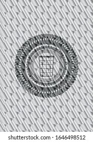 wastepaper basket icon inside shiny silver badge. Scales pattern. Vector Illustration. Detailed.