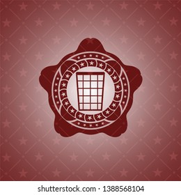 wastepaper basket icon inside vintage red emblem
