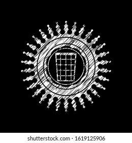 wastepaper basket icon on chalkboard, vector illustration, pretty design