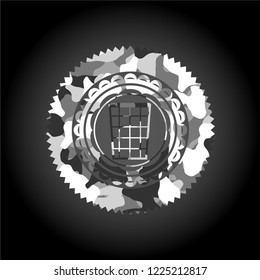 wastepaper basket icon on grey camo pattern